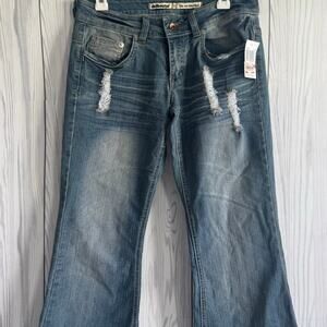 Vtg Y2K Deadstock Dollhouse Jeans Low Rise Boot Flare Boho Hippie Indie Size 9